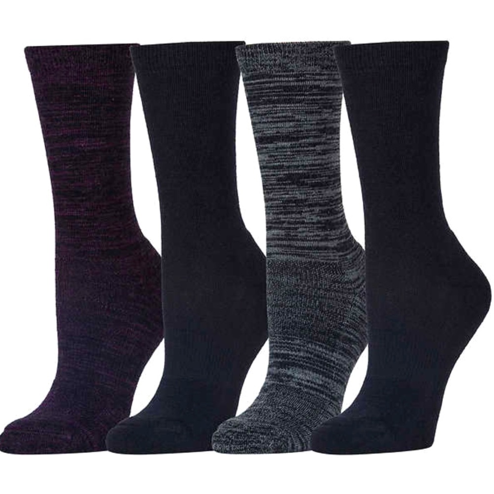 4 pair Ladies' Extra-Fine Merino Wool Blend Crew Socks